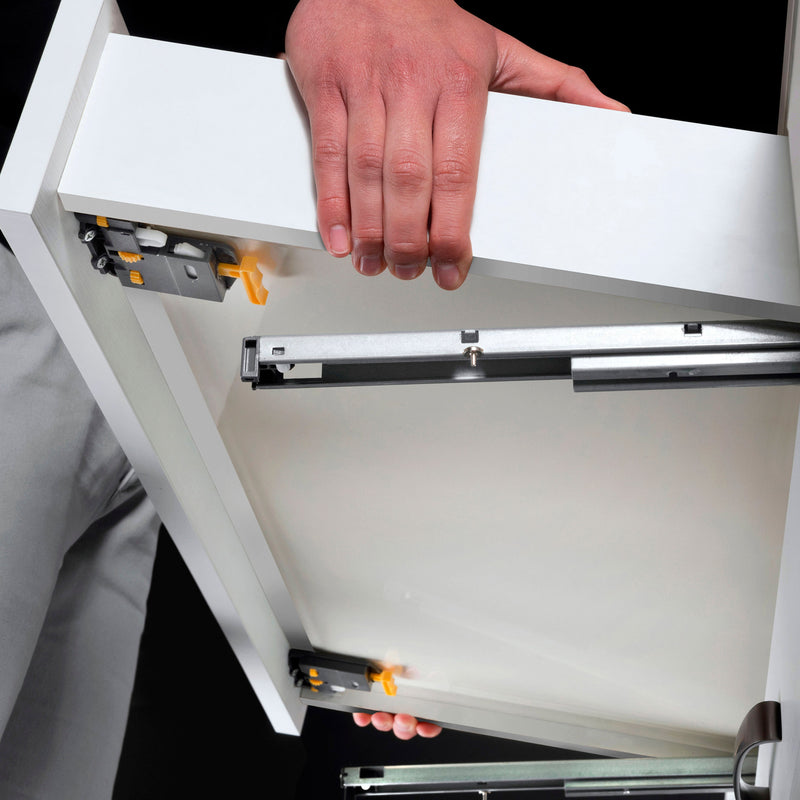Guide Cassetto con Estrazione Soft 290 mm in Acciaio Emuca Bianco