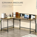 Scrivania Angolare da Ufficio 165x110x95 cm in Legno e Metallo Marrone Rustico