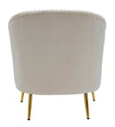 Poltrona Loxy Crema 68x72x80 cm in Legno e Velluto Crema e Oro