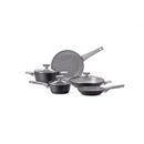 Batteria di Pentole 8 Pezzi Antiaderente Induzione in Alluminio Effetto Pietra Moneta Opale Stone Grey