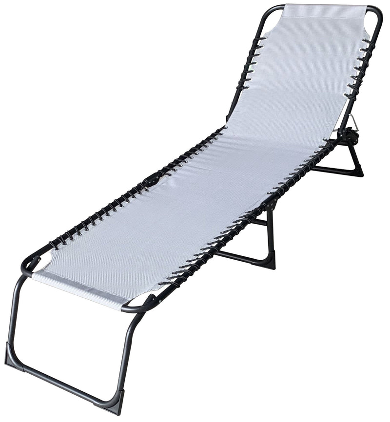Lettino Prendisole Pieghevole da Giardino 190x58x27 cm in Metallo e Textilene Grigio