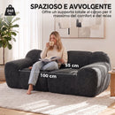 Divano 2 Posti Senza Struttura 174x91x61 cm con Seduta Ampia in Ciniglia Grigio Scuro      