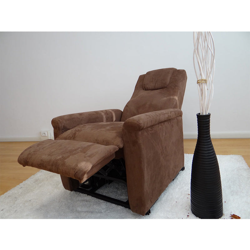 Poltrona Relax Elettrica Kalika con Alzapersona Lift 1 Motore in Microfibra Marrone Scuro