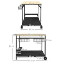 Carrello da Giardino a 2 Ripiani 97.5x65x81 cm con Portabottiglie in Legno di Abete