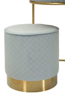 Comodino Toeletta con Puff Vellit Celeste Ø52x70 cm - Ø36x39 cm in Pino e MDF e Metallo      