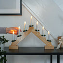 Candelabro dell'Avvento Natalizio Elettrico 39,2x29,3x4,7 cm con 7 Candele LED in Legno      