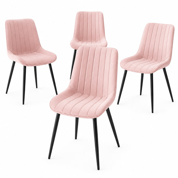 online Set 4 Sedie da Pranzo Seduta Ergonomica 43x52x85 cm Struttura in Acciaio in Velluto Rosa