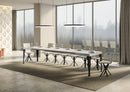 Tavolo Allungabile 140-400x90x77 cm Paxon Bianco Frassino Telaio Antracite 