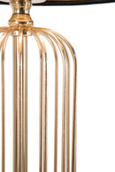 Lampada da Tavolo Glam Towy Ø25x51 cm in Ferro e Tessuto Nero e Oro