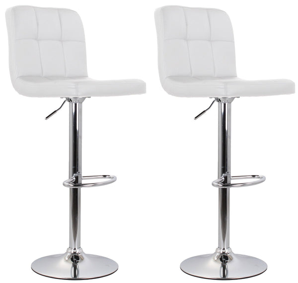 sconto Set mit 2 Hockern 44x38x63/82 cm aus Kunstleder mit weiß verchromter Basis