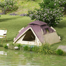 Tenda da Campeggio 2 Posti con 2 Finestre e Gancio 225x190x130 cm in Poliestere e Fibra di Vetro Cachi