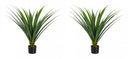 Set 2 Piante Artificiali Ruscaceae Altezza 90 cm in Plastica con Vasi Verde