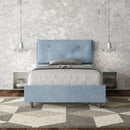 Letto 1 Piazza E Mezzo Imbottito in Microfibra Appia Large Azzurro Varie Misure