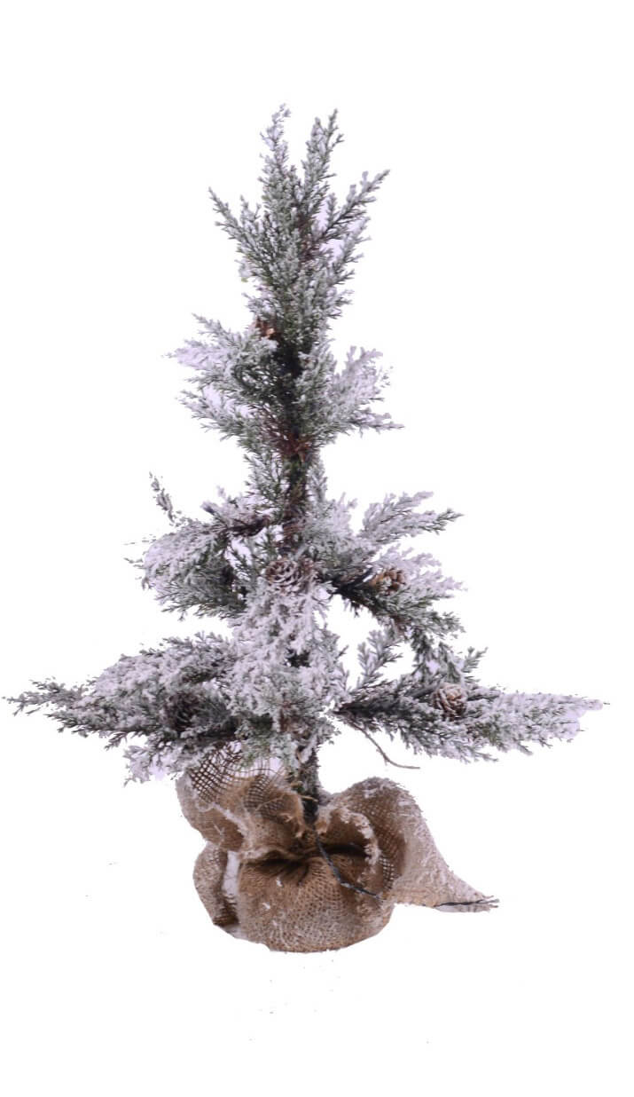 Albero di Natale Luminoso con LED e Pigne in PVC H170cm Juta Verde Innevato