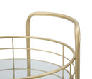 Carrello Glam Rotondo Ø38x77,5 cm in Ferro e Vetro Oro