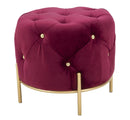 Puff Diamond Glam Bordeaux Ø45x40 cm in Ferro e MDF e Spugna e Poliestere Bordeaux e Oro