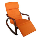 Sedia a Dondolo in Tessuto e Legno con Cuscino e Poggiapiedi 67x110/127xH95cm Arancione