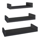 Set 3 Mensole da Parete 60-50-40x23,7x8 cm in Fibra di Legno Calamita Maxi  Nero