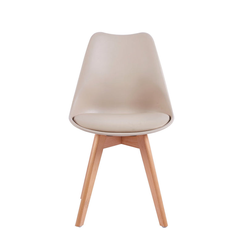 Set 4 Sedie 53,5x48,5x83 cm in Polipropilene e Similpelle Candice Khaki