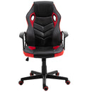 Sedia da Gaming Girevole Reclinabile in Similpelle  Nera e Rossa