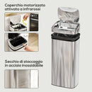 Bidone per Rifiuti da 40L con Sensore per Apertura e Chiusura Automatica 33x25x70 cm in ABS e Acciaio Inox Argento      