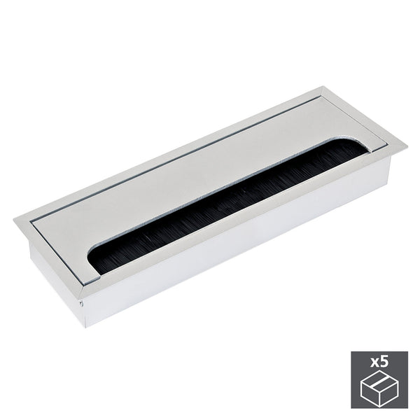 sconto Emuca matt eloxiertes Aluminium rechteckiger Kabel-Organizer für den Einbau, 269 x 80 mm, 5 Stück