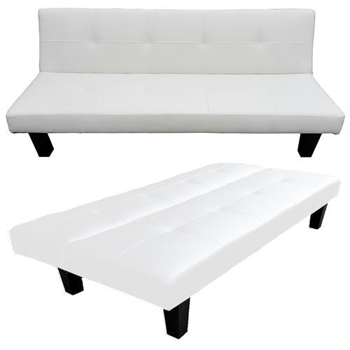 Divano Letto 3 Posti Reclinabile Divanoletto Prontletto in Similpelle Bianco Crema