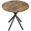 Tavolo da Pranzo Rotondo Stile Industriale Ø80x75 cm con Piano in Truciolare e Gambe a Croce in Acciaio Marrone Rustico      