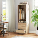 Armadio Guardaroba Aperto con Asta Appendiabiti e 3 Cassetti 60x48,5x185 cm color Teak   