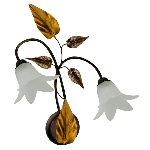 sconto Wandleuchte 2xE14 Kupferbraun Gestell Strohglas E-Energy Giorgia