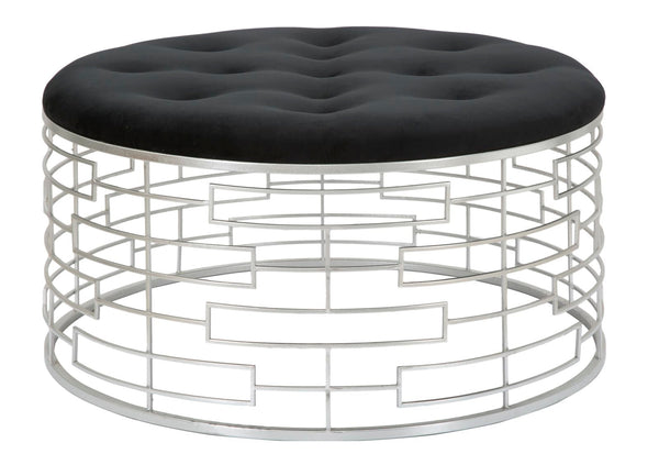 acquista Puff Ice Ø91,5x47 cm in Eisen und MDF und Schwamm und Polyester Silber und Schwarz