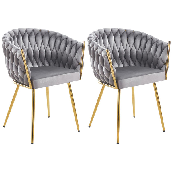 sconto Set 2 Sedie per Sala da Pranzo e Ufficio in Velluto Grigio Sedia Ergonomica