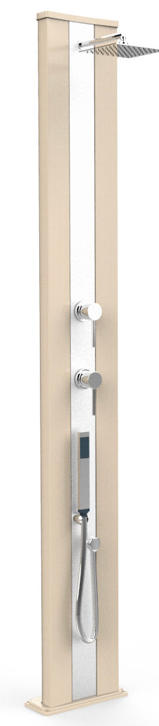 Doccia Solare da Esterno Giardino 40L Miscelatore e Doccetta Mobile Arkema Dada S Fascia Inox Champagne Bronze prezzo