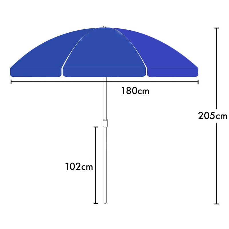Ombrellone da Giardino Ø180 cm in alluminio telo in poliestere Blu