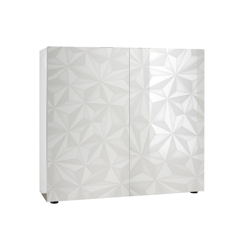 Credenza 2 Ante 120x42x110 cm in Legno TFT Praga Bianco Lucido