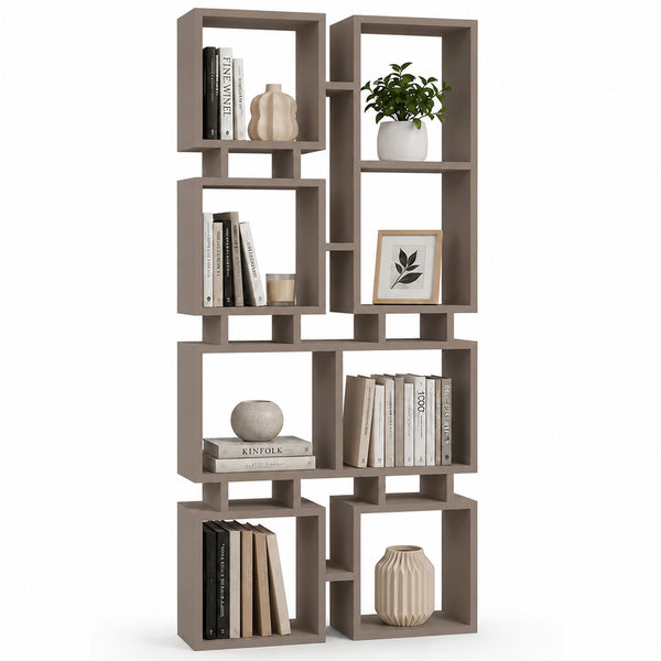 Libreria Moderna 4 Ripiani 79x24x166,5 cm Design Geometrico Tortora online