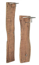 Set 2 Appendiabiti da Parete in Legno Ganci in Acciaio