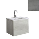 Mobile Lavatoio Sospeso Vasca Zeus in MineralMarmo Apertura a Cassettone 80x48x50 cm Grigio Cemento