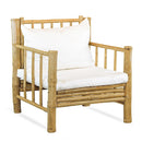 Set Salotto da Giardino Divano 2 Poltrone e Tavolino con cuscini in Bambù Yasmin