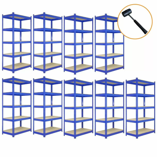 online Set 9 Scaffali ad Incastro Piani in MDF Struttura in Acciaio Blu