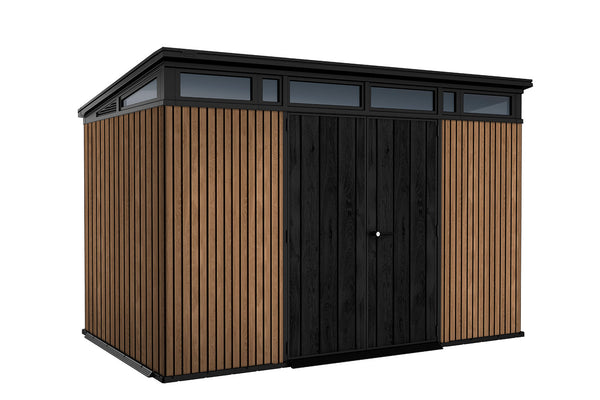 Casetta Box da Giardino 340x218x226 cm Keter Signature Venetian Pent 11x7 Effetto Legno Marrone e Antracite sconto