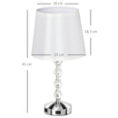 Lampada da Tavolo 2 Porte USB Ø23x45 cm E27 Paralume in tessuto Bianco e Argento