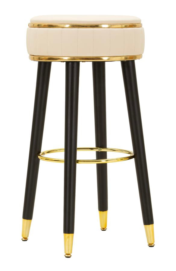 prezzo Sgabello Bar London Crema 37x38x74 cm in Pino e MDF e Spugna e Metallo e PU