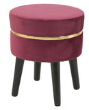 Sgabello Paris Bordeaux Ø35x40,5 cm Legno Spugna e Velluto Sintetico Bordeaux e Oro e Nero