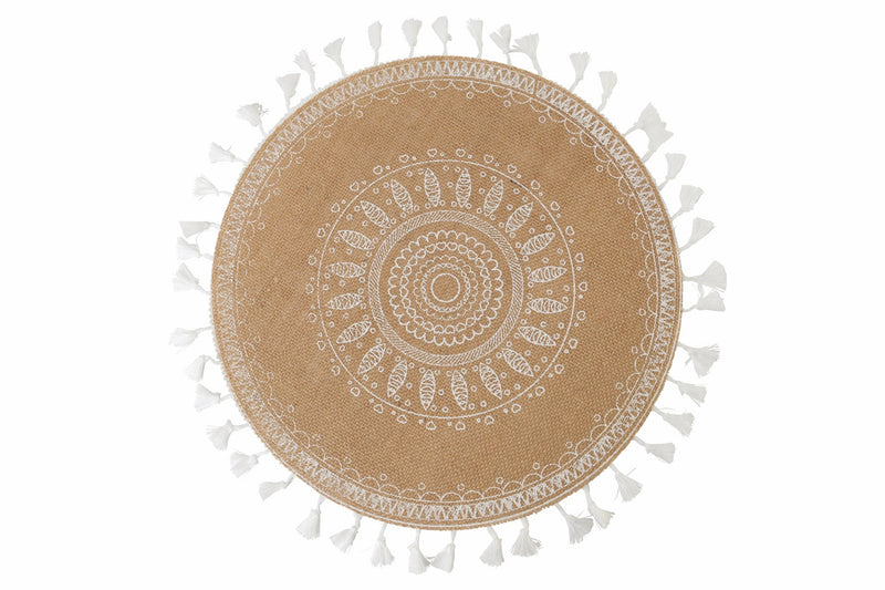 Set 6 Tovagliette Tonda in Juta Ø38 cm Villa d'Este Home Tivoli White