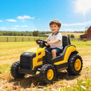 Trattore Elettrico per Bambini 3-6 Anni Marchio Ufficiale CAT 12V Guida Manuale e con Telecomando Giallo