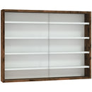 Bacheca Vetrina a Muro 4 Ripiani Regolabili 80x9,5x60 cm in Vetro e Legno Marrone      