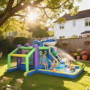 Gonfiabile Tema Squali per Bambini 405x345x235 cm con Scivolo Piscina Acqua-Palline in Tessuto Oxford 840D+420D Multicolore      