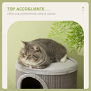 Cuccia per Gatti Tiragraffi 3 Ripiani Ø38x70 cm in Sisal e Peluche Grigio Chiaro