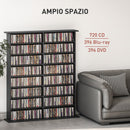 Libreria Porta CD 106,5x24x123,7 cm Design Moderno 16 Ripiani in Legno Nero 